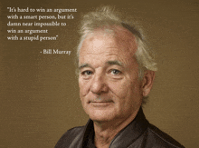 a man with a quote from bill murray