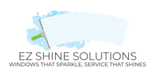 a logo for ez shine solutions shows a squeegee and a window