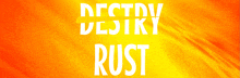 a yellow and orange background with the word rust in white letters