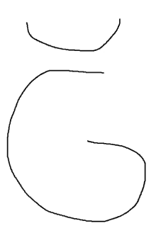 a black and white drawing of a letter g