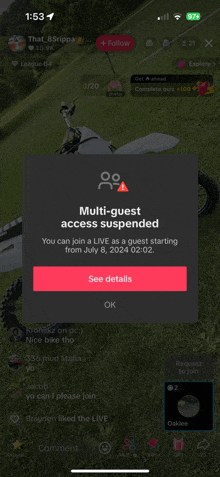 a screenshot of a multi-guest access suspended