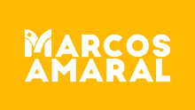 a yellow background with the words marcos amaral in white