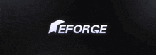 a black background with a white eforge logo on it