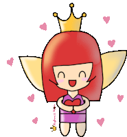 a drawing of a girl with red hair and a crown on her head