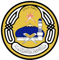 a yellow and black emblem with arabic writing and a blue dome