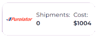 a purple and white sign that says shipments cost $ 1004