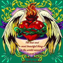 a heart with wings and a quote that says the best and most beautiful thing in the world