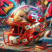 a football helmet with the word sf on it