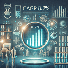 an illustration of a lab with the words cagr 8.2 % on it