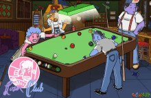 a pool table in a bar with the word pool club on it