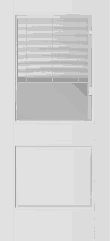 a white screen door with a blind on it .