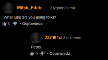 a screenshot of mitch fitch 's comment on pornhub