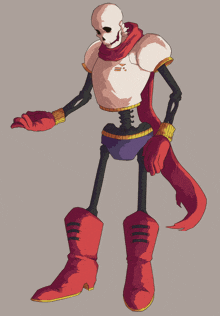 a drawing of papyrus from undertale wearing red boots