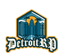 a logo for detroit rp shows a city skyline