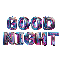 a colorful sign that says good night in purple and blue letters