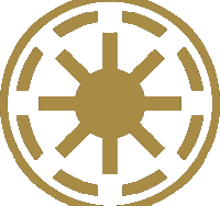 a gold and white circle with a star in the center on a white background