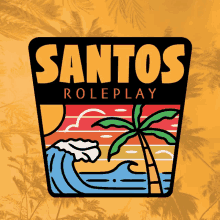 a logo for santos roleplay with a palm tree