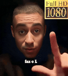 a man 's face is shown with a full hd 1080 logo