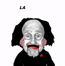 a drawing of a puppet with the word la on the bottom right