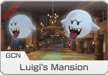 a game called luigi 's mansion has two ghosts flying around a room