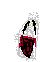 a pixel art drawing of a person with a red heart in their chest .