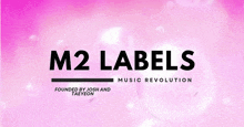 the logo for m2 labels music revolution is on a pink background with bubbles .