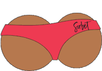 a pair of red bikini bottoms with the word sorbet written on it