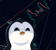 a penguin is standing in front of a graph that says ' ao ' on it