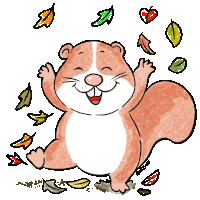 a cartoon drawing of a squirrel with the name birens on the bottom left