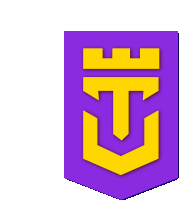 a purple shield with a yellow t and u on it