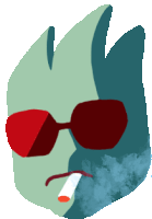 a cartoon drawing of a man wearing sunglasses and smoking a cigarette