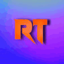 the word rt is on a purple and blue background .