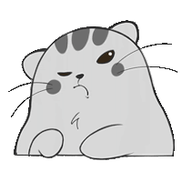 a cartoon drawing of a cat with a sad face