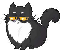 a cartoon drawing of a black and white cat