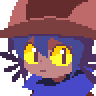 a pixel art of a person wearing a hat