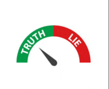 a green and red speedometer with the words truth and lie on it