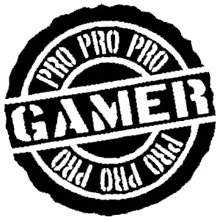 a black and white stamp that says gamer on it .