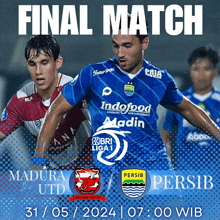 a poster for the final match between madura utd and persib