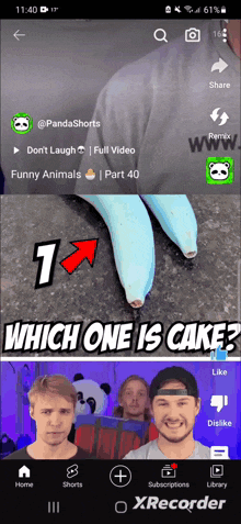 a screenshot of the xrecorder app shows a video titled which one is cake