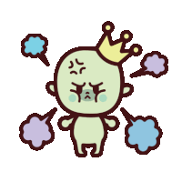 a cartoon character with a crown on his head is angry