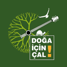 a logo for doğa için cal with a guitar and a bird