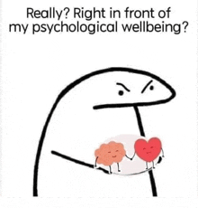 a cartoon of a person holding a brain and a heart .