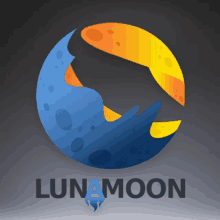 a logo for lunamoon with a blue and yellow circle