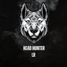 a logo for head hunter lr with a wolf head