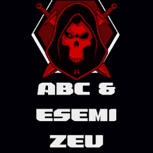 a logo for abc & enemy zeu with a skull in the middle