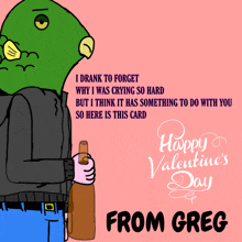 a happy valentine 's day card with a cartoon character