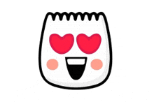 a cartoon drawing of a marshmallow with heart shaped eyes