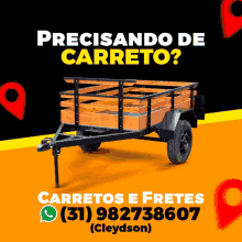 an advertisement for carretos e fretes shows a trailer