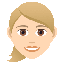 a cartoon illustration of a woman 's face with blonde hair and brown eyes