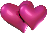 two pink hearts on a white background that are connected